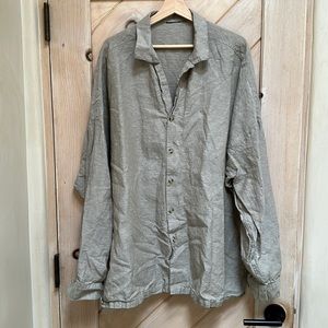 Warm gray linen/cotton blend 2XL button-down shirt